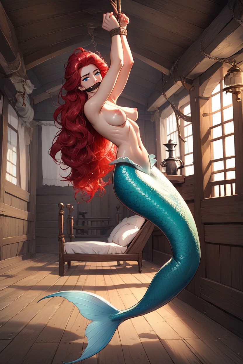 Red Hair, Topless, Heavily Restrained AI Porn
