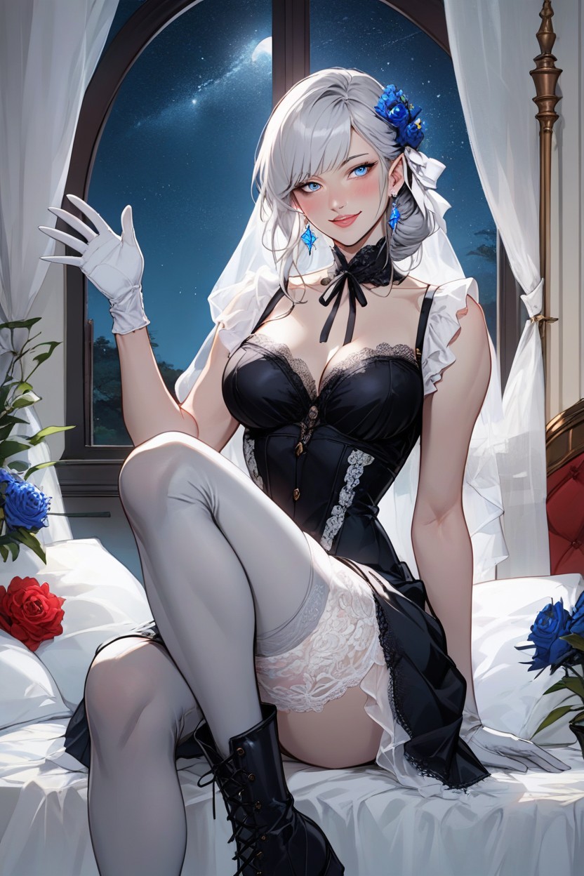 Silver Gloves, Close Up, Full Lips Hentai AI Porn