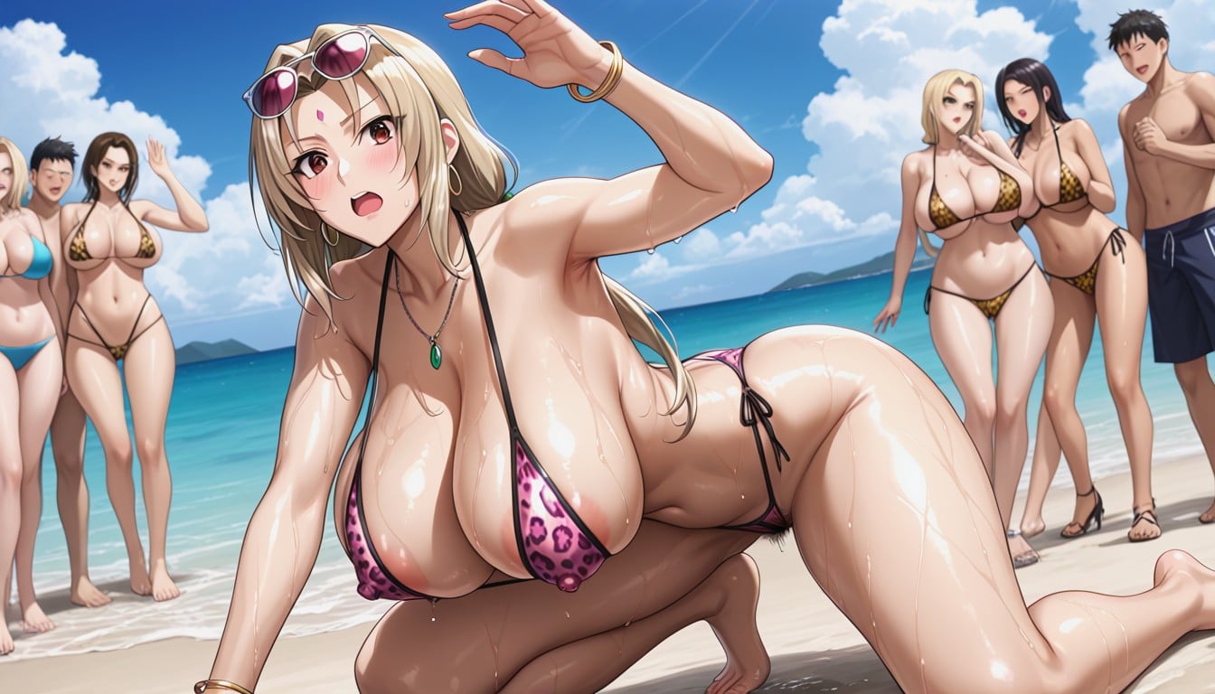 Orgasm, Squatting, Wet Many People Around Hentai AI Porn