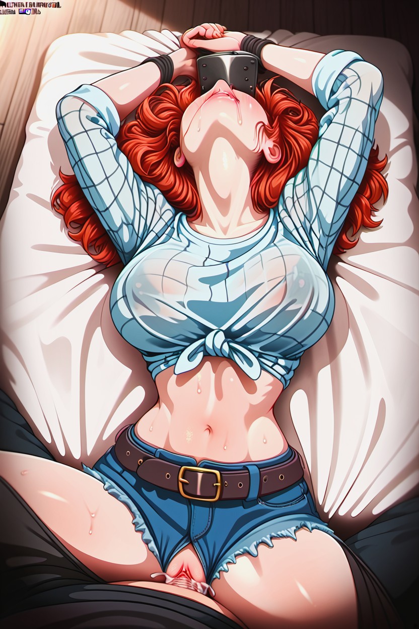 Massive Drooling, Cropped Tank Top, Arms Up Hentai AI Porn