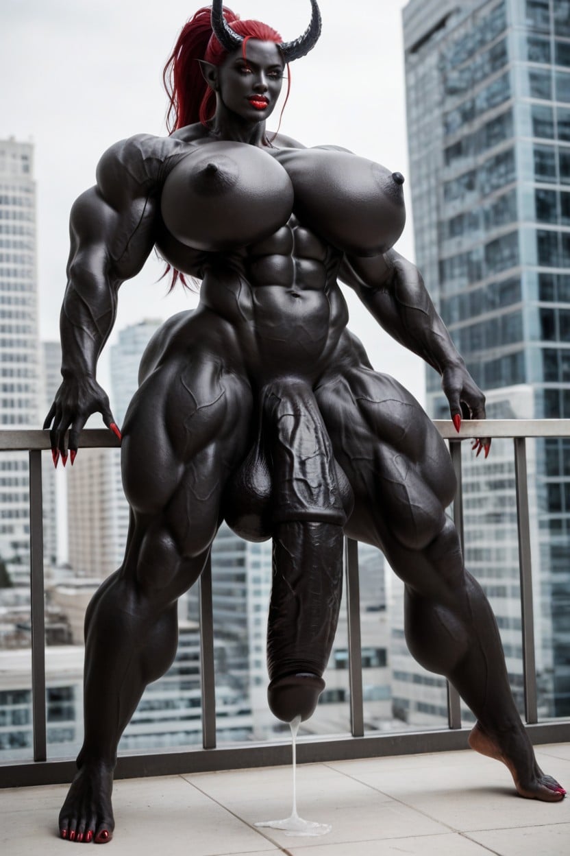 Black Cock Is Too Big, Glowing Red Eyes, Long Ponytail 쉬메일 AI 포르노