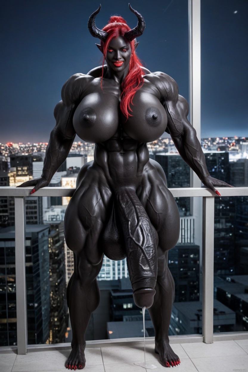 Bottom Heavy, Long Ponytail, Devil Shemale AI Porn