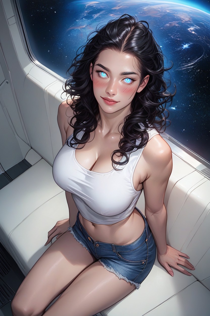 Detailed Face, She Levitates, High Angle Hentai IA