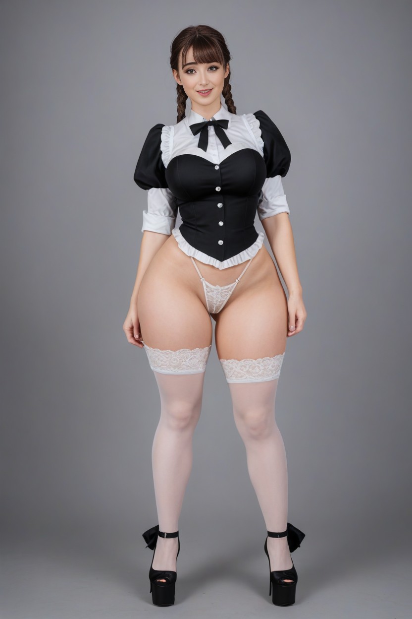 Grey Background, Smile, Closed Lips AI Porn