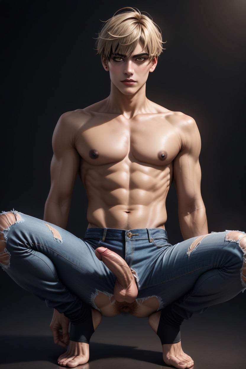 Reveal Anus, Tan Skin, Detailed Beautiful Oval Face AI Gay Porn