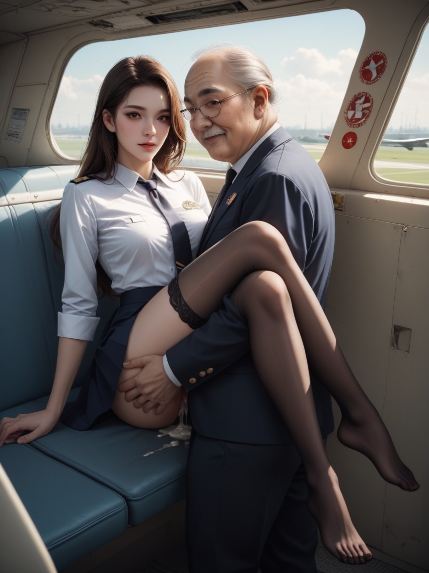 Oily Skin, Lounge On Plane, Arched Back AI Porn