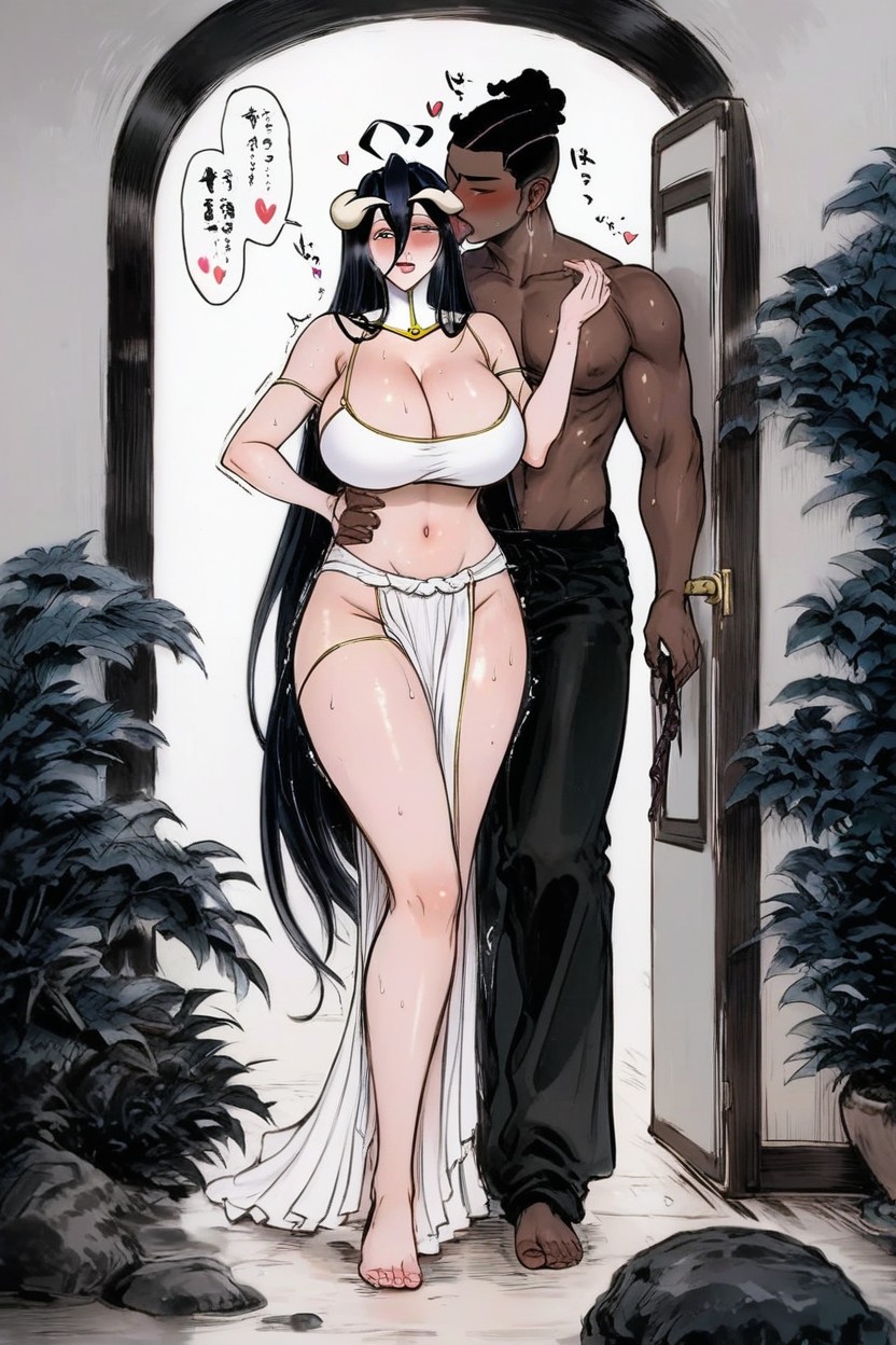 Dark Skinned Male, Black Hair, Kissing Hentai IA