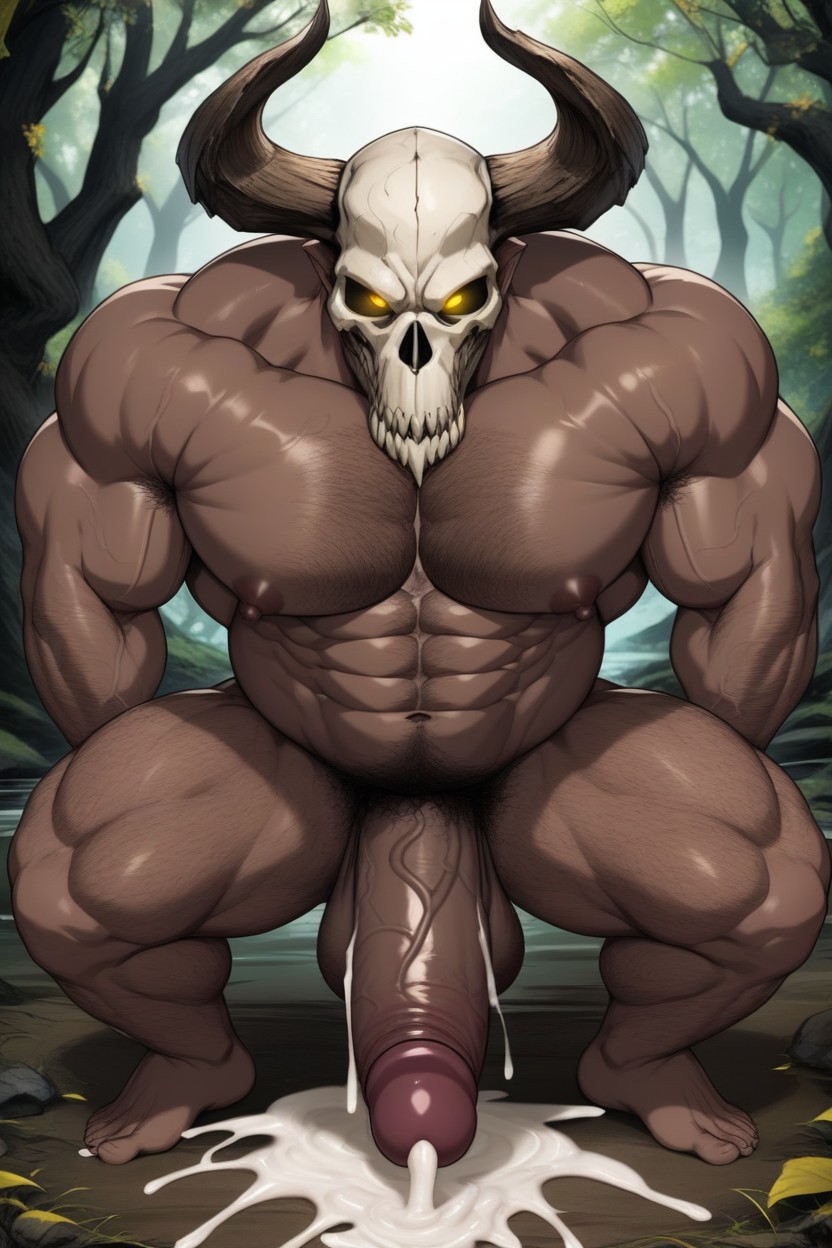 18+, Skull Mask, Arms Around Cock AI Gay Porn