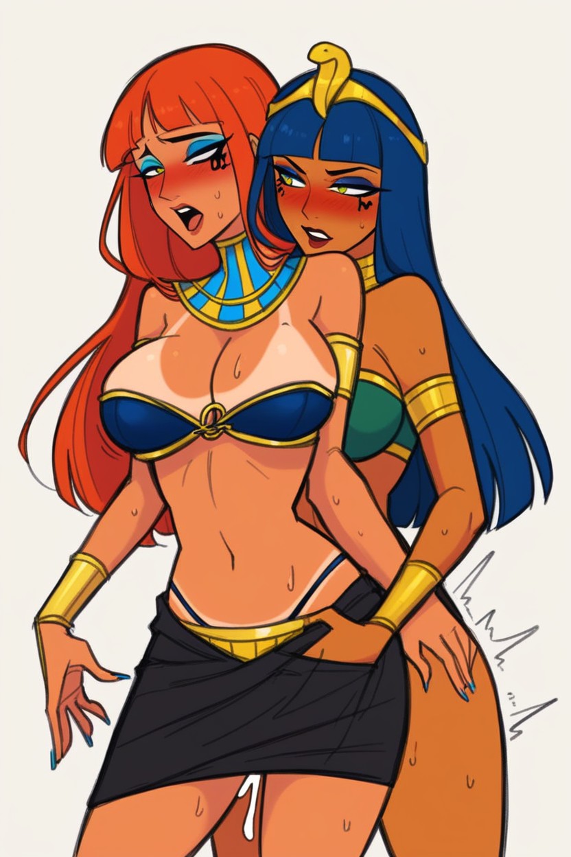 Peito Arredondado, Egípcia, Egyptian Eye Makeup Hentai IA pornografia