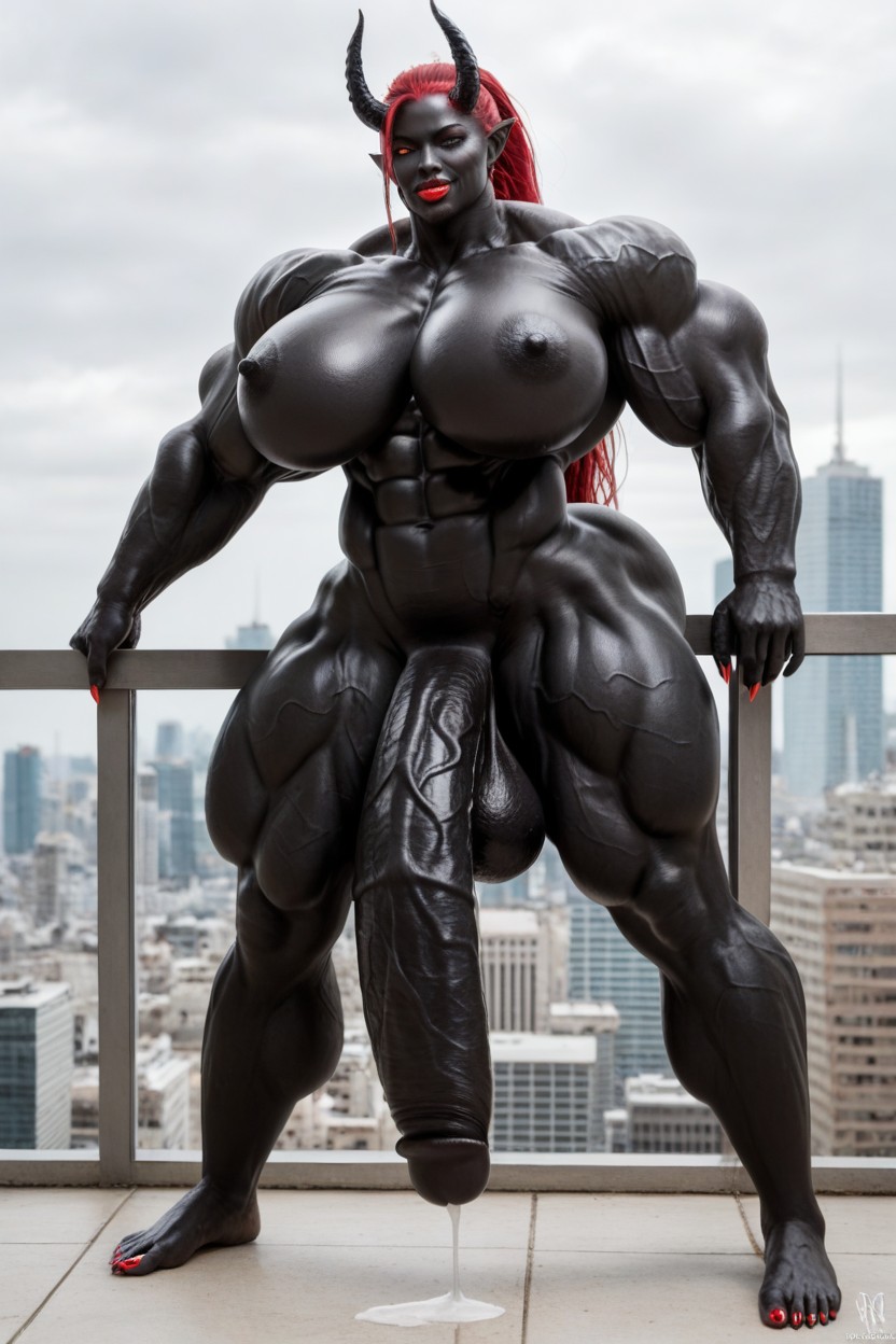 Big Oni Horns, Ultra Muscular, Big Claws 쉬메일 AI 포르노