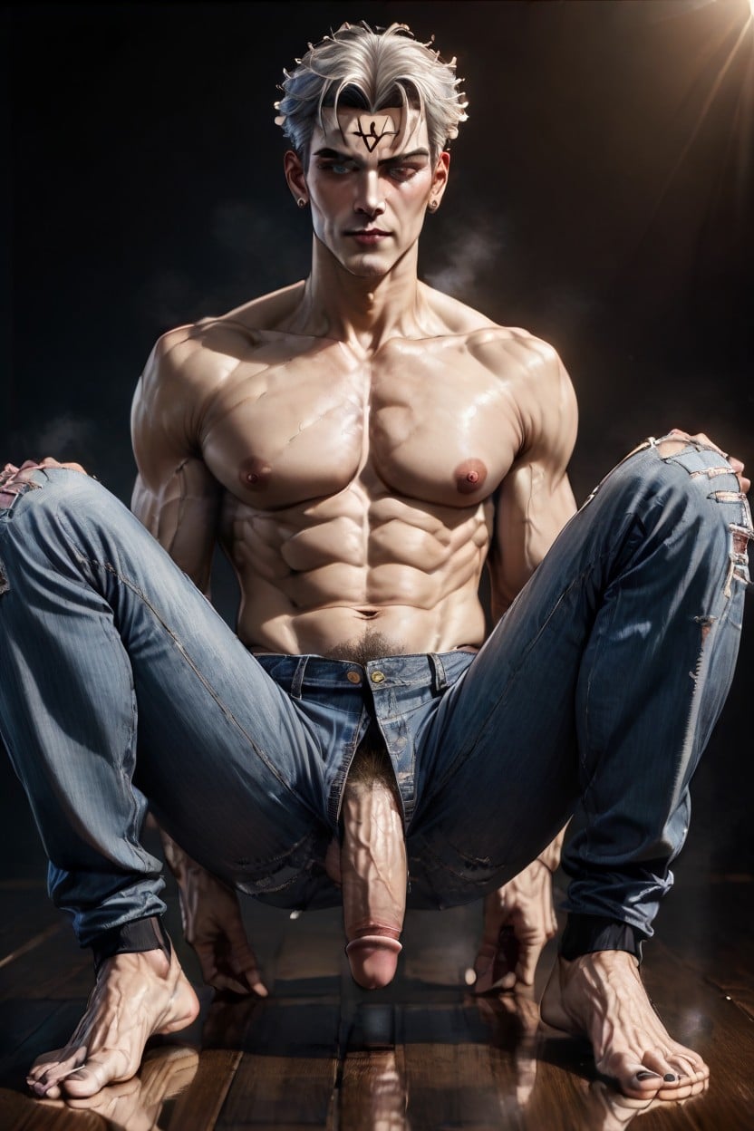 Pubic Hair, Open Jeans Split To The Middle, Reveal Anus AI Gay Porn