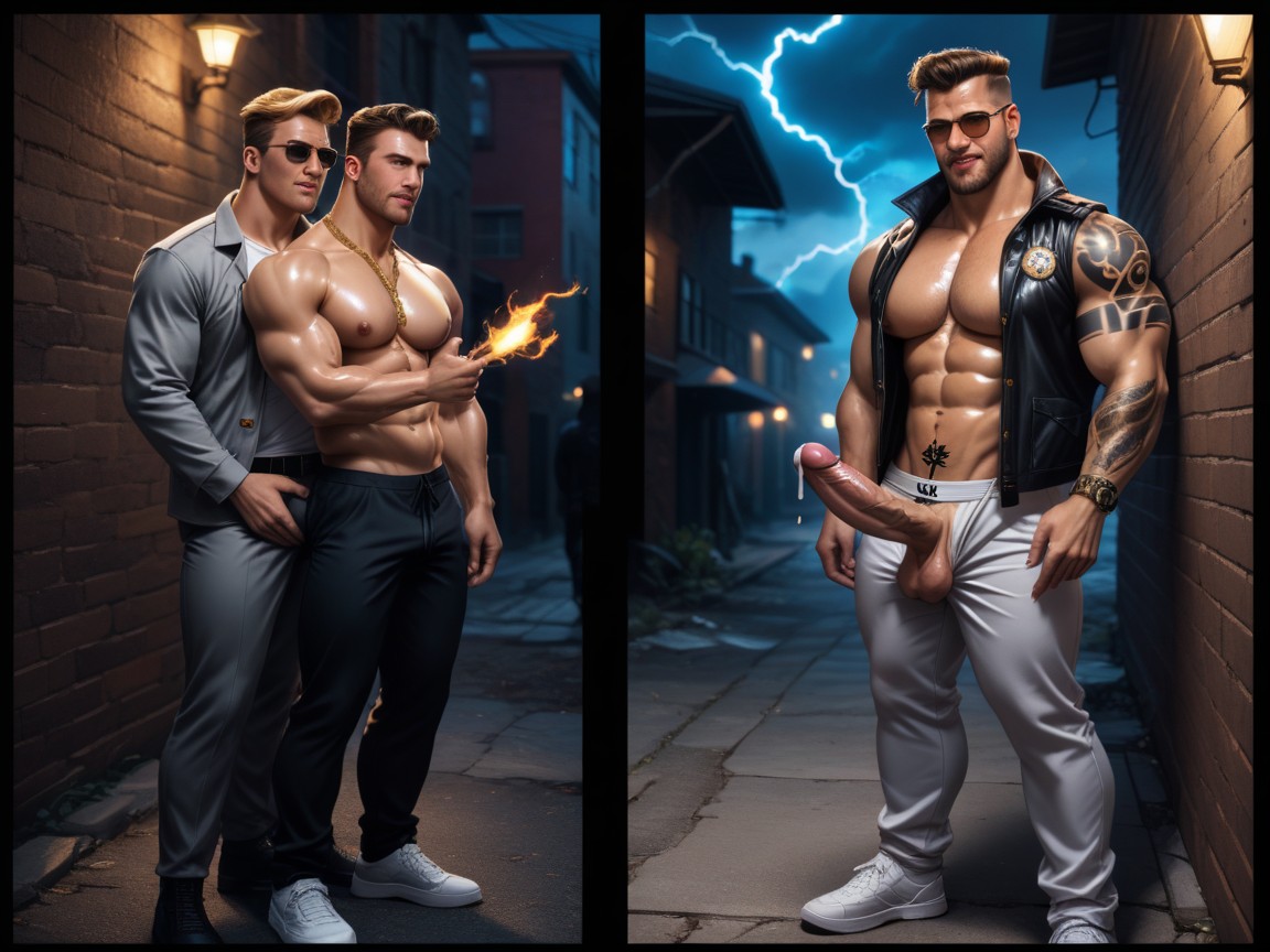 Open Vest, Waist, White Sneakers AI Gay Porn