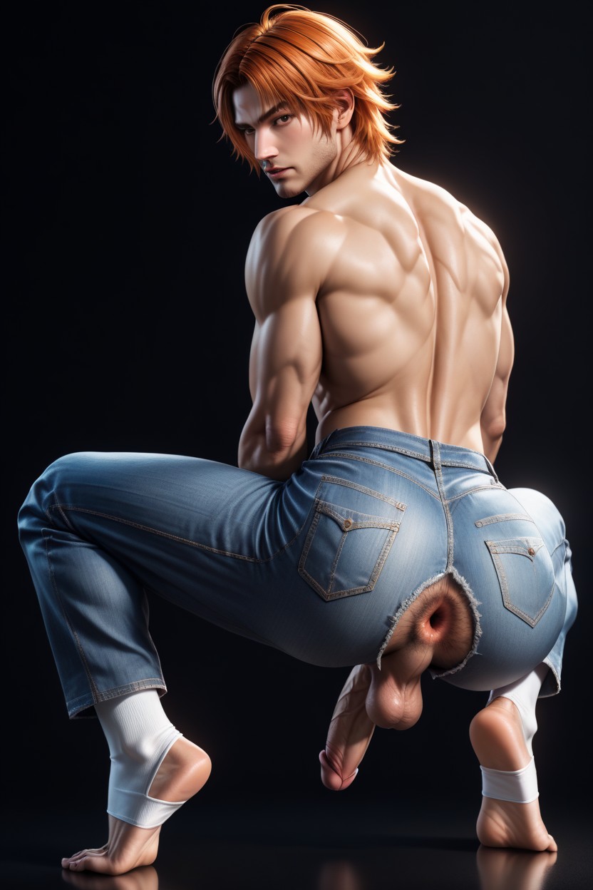 Erection, Reveal Penis, Low Fat Body-lean AI Gay Porn