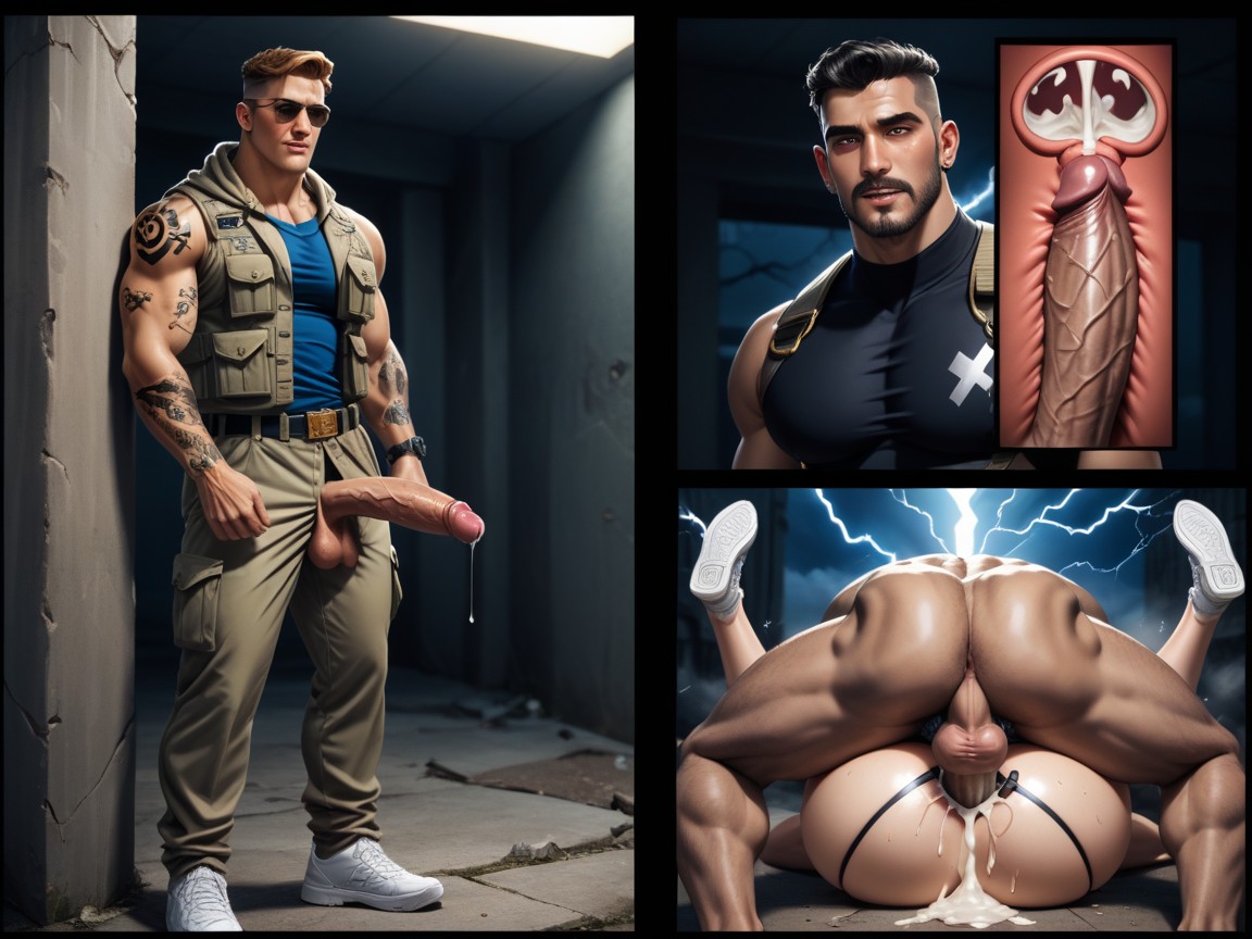 Rough Sex, Tattoo On Pecs, Wide Shoulders AI Gay Porn