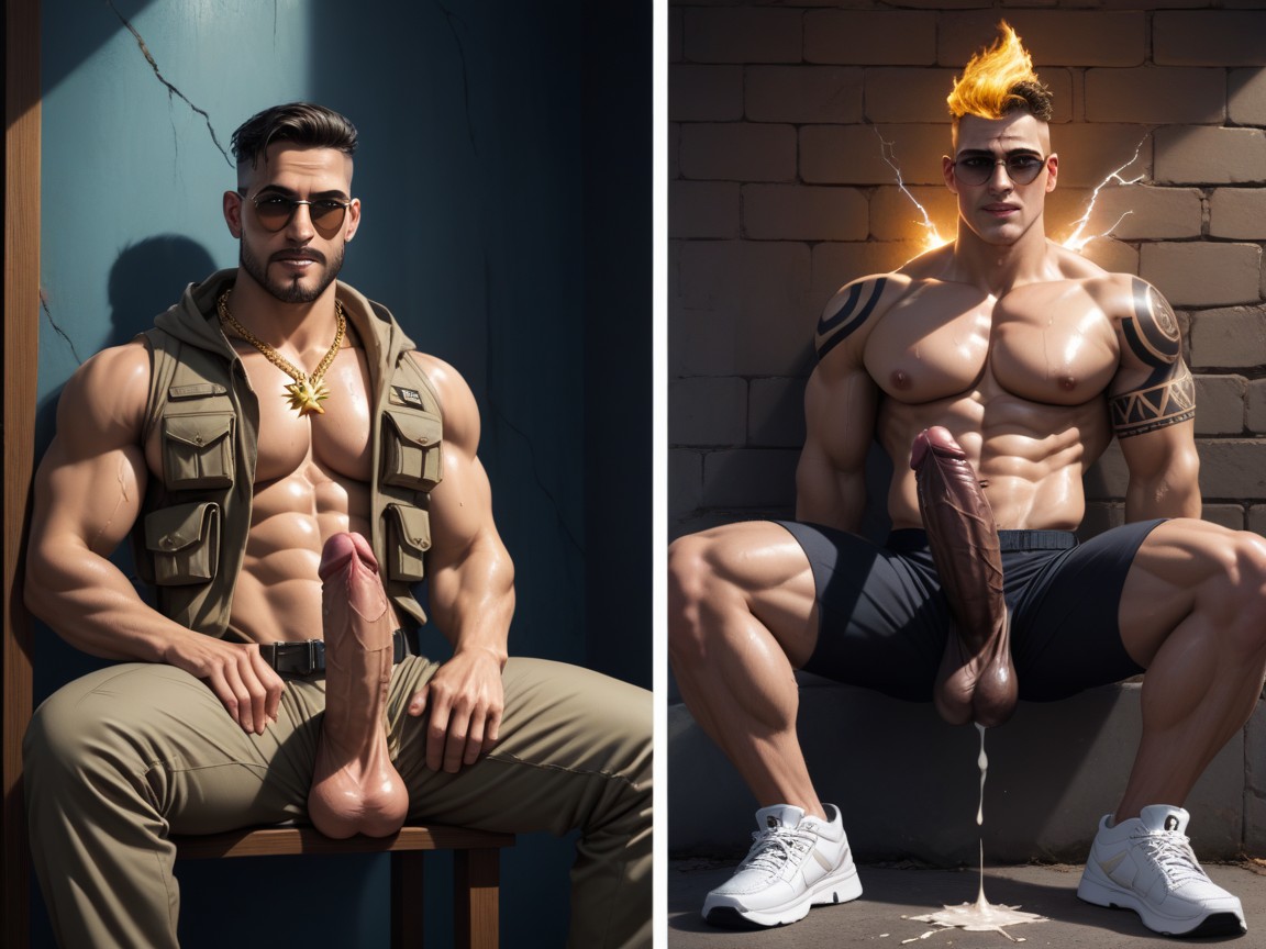 Army Tag, Xray, Handsome Latino Gangster As God Of Thunder AI Gay Porn