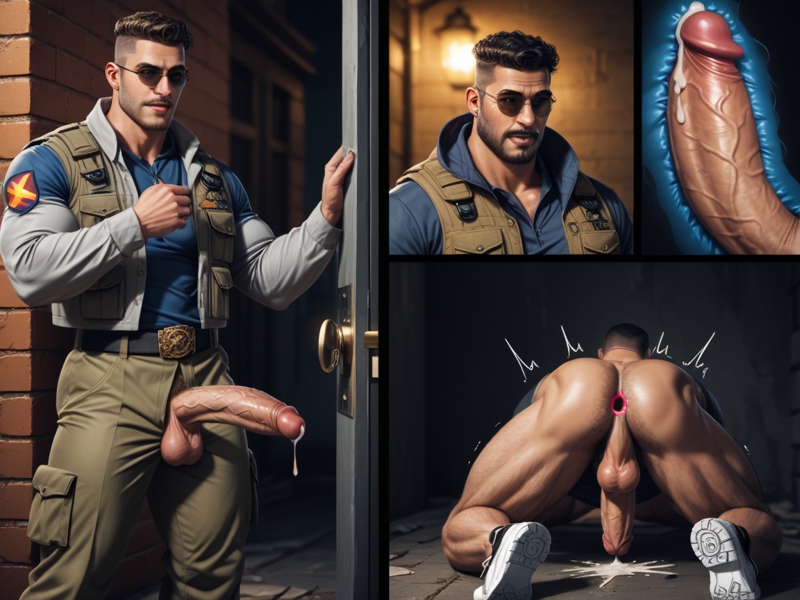 Shirtless, Men Lined Up Waiting To Fuck The Cum Dump, Cock Looks Like Vibrating Dildo AI Gay Porn