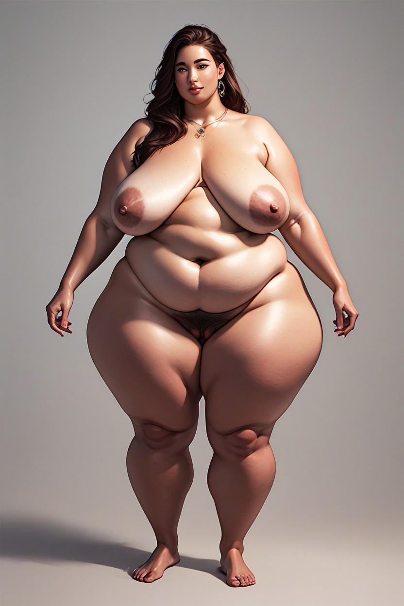 Very Significant, Saggy Buttocks, Waist Is As Wide As Hips BBW AI Porn