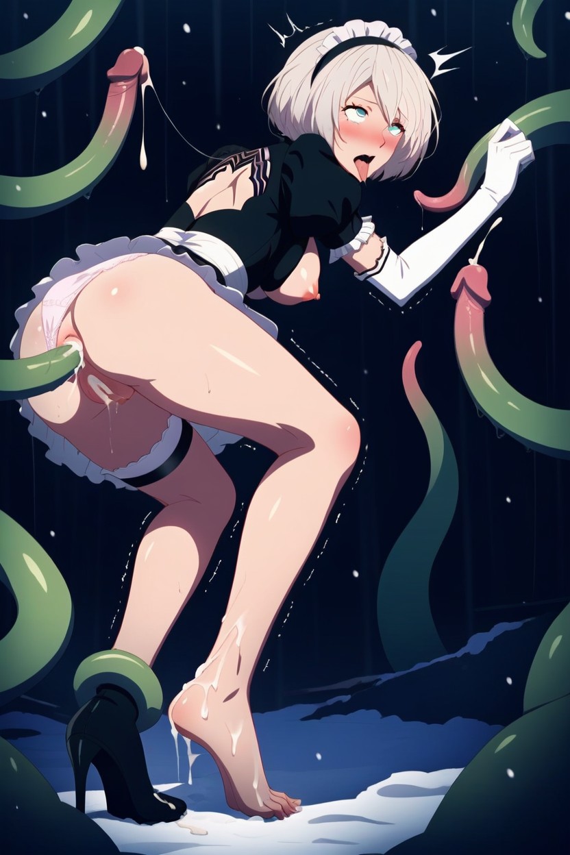 Barefoot, Yorha No Type B, High Heel Mules Hentai IA pornografia