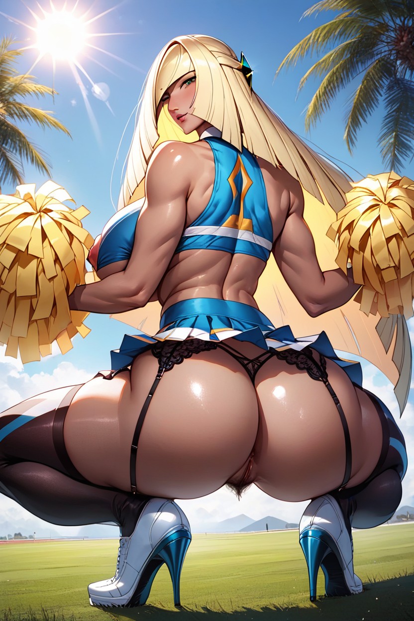 Dark Skin Stockings, Large Ass, Beautiful And Delicate Mouth Hentai AI Porn