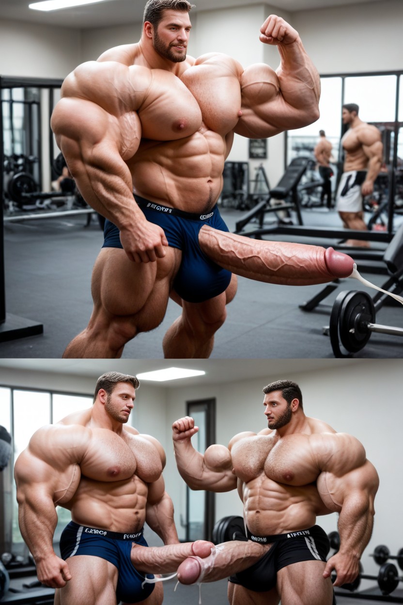 Flaccid Cock Bigger Than Leg, Bodybuilders, Public AI Gay Porn