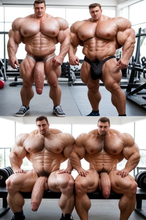 Sweaty, 2 People, Hyper Muscles AI Gay Porn