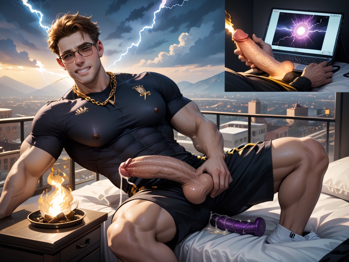 White Dust On Cock, Midnight, Horny AI Gay Porn