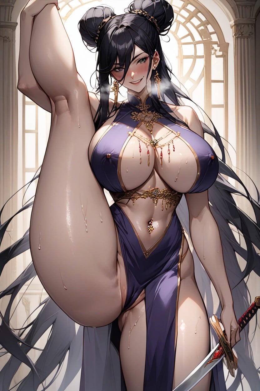 Blush, Smug Face, Right Leg Up Hentai IA
