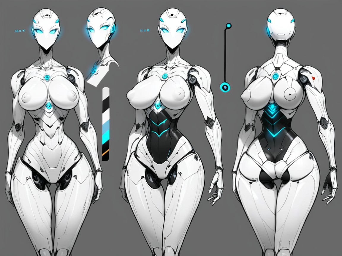 Robots, Bimbo Body, Front View AI Porn