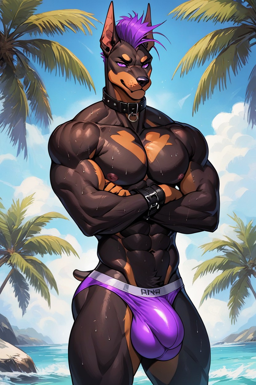 Athletic Build, Pack Abs, Toned Arms Furry AI Porn
