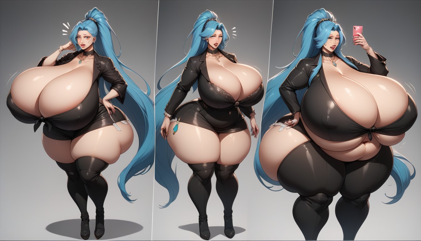 Cleavage, Breast Expansion, Multiple Views BBW AI Porn