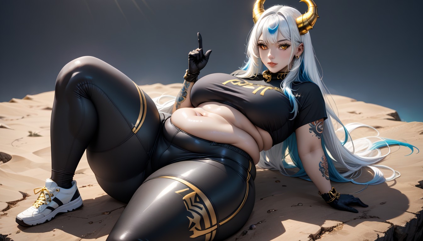18+, Black Cropped Shirt, Big Butt Hentai AI Porn