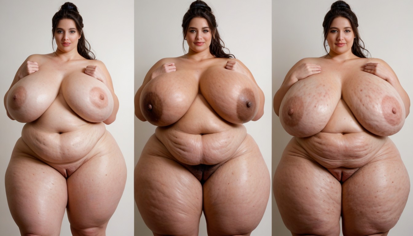 Cleavage, Big Belly Rolls, Big Buttocks BBW AI Porn