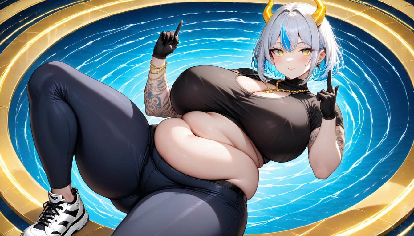 Half Finger Gloves, Laying, Chubby Arms Hentai AI Porn