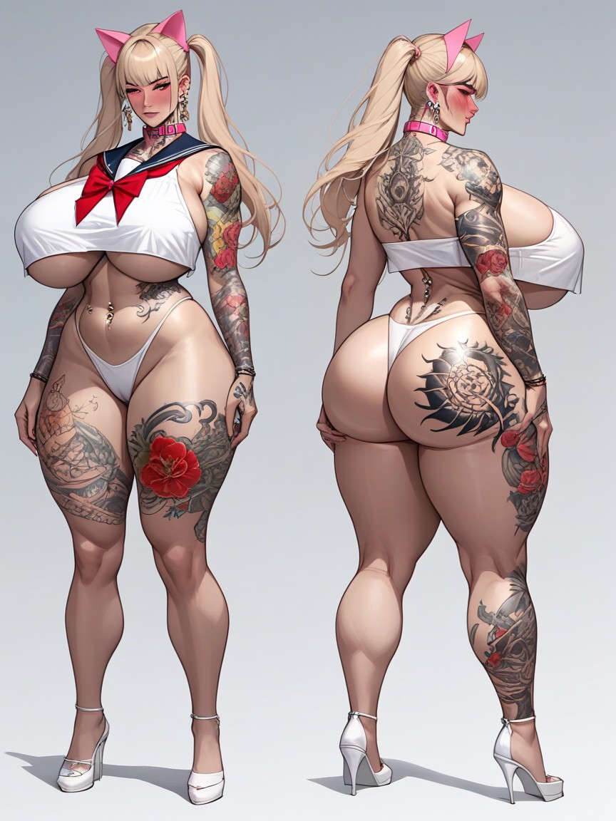Tattoo Woman, Bangs, Arm Tattoo Hentai AI Porn