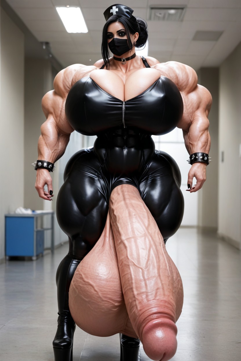 Growth, Penis Covered In Black Latex, Growing AI Porn