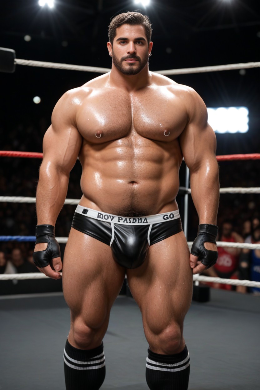 Hairy Pecs, Latino, Underwear Pulled Down AI Gay Porn