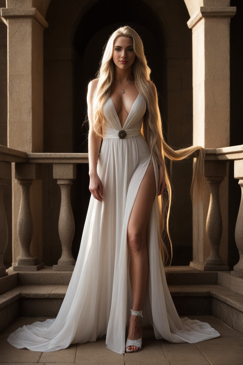 Super Attractive Face, Scandinavian, Hair Draped Over Her Shoulder AI Porn
