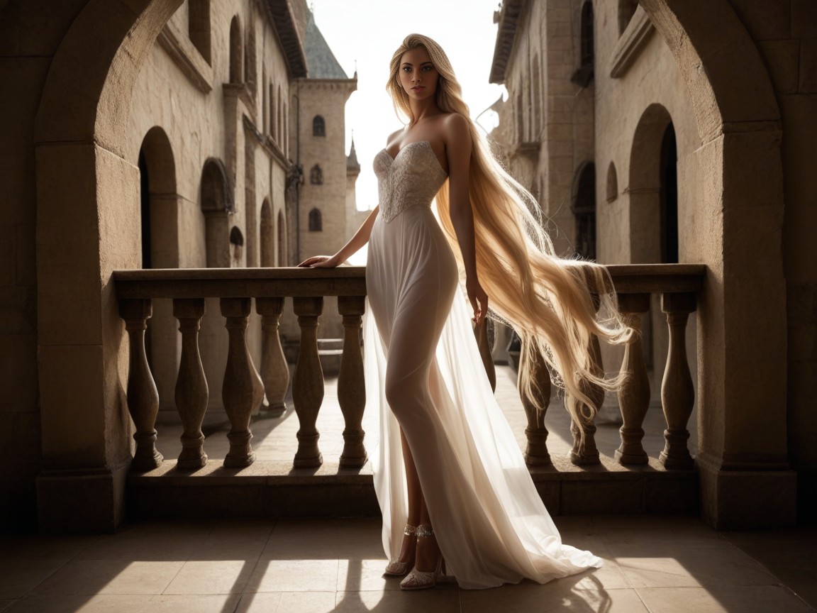 Extremely Long Hair, Fantasy Princess Rapunzel, Award Winning Photo AI Porn