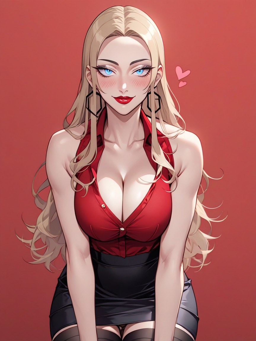 Beautiful Face, Thick Eyelashes, Black Leggings Hentai AI Porn