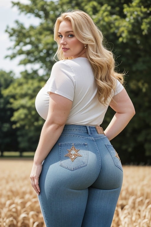 Big Booty, Big Blonde And Beautiful, High Waisted Jeans AI Porn