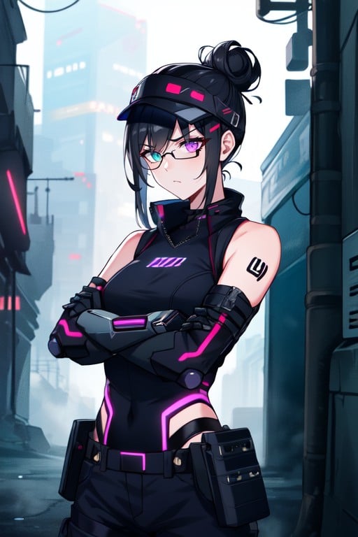 Pouches, Annoyed, Cyberpunk Hacker Hentai AI Porn