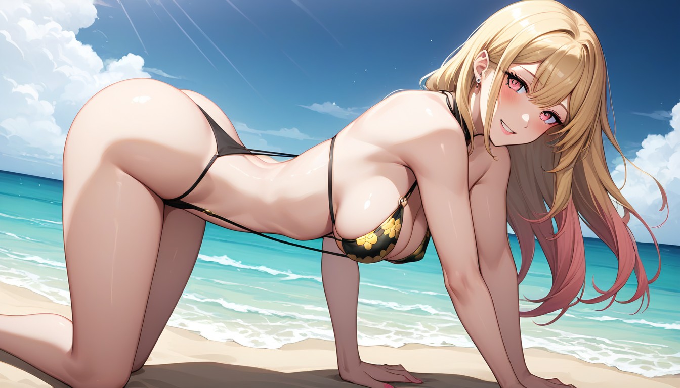 20+, Blonde Hair, Slingshot Bikini AI Porn