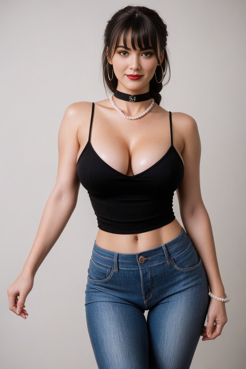 Medium Breast, Curvy Figure, Simple Background AI Porn