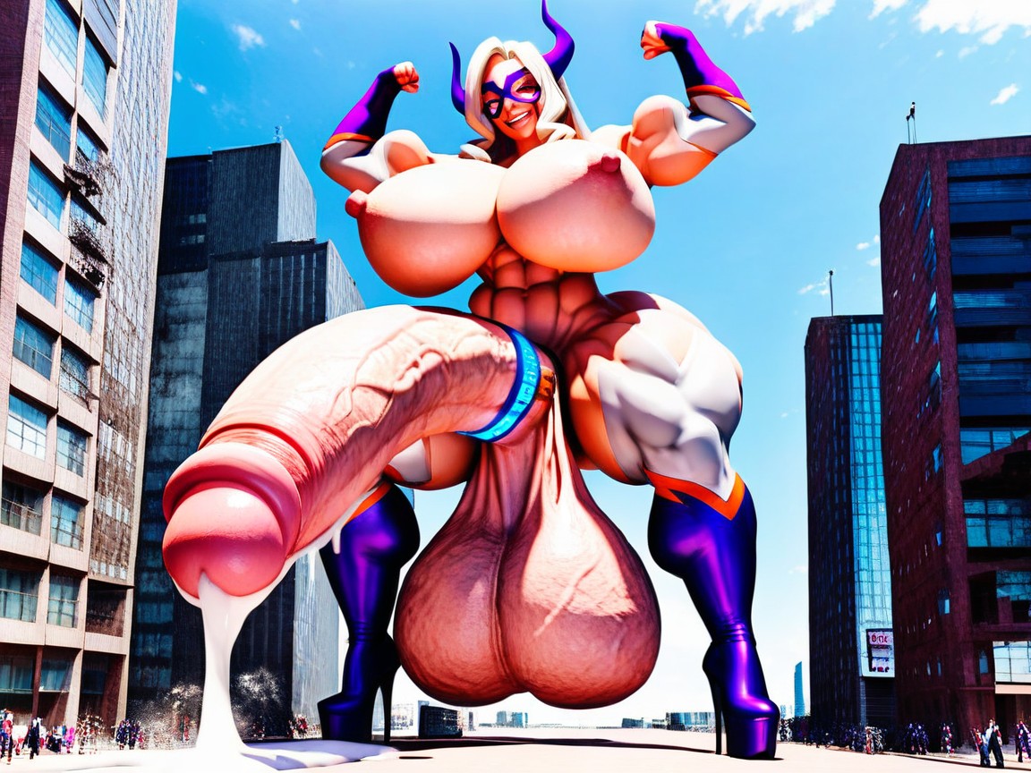 Glowing Cock Ring, Massive Monster Cock, Flexing Shemale AI Porn