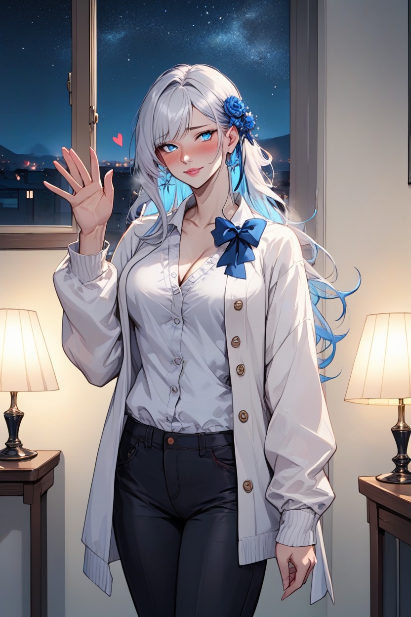 Starry Night, Full Lips, Cute Hentai AI Porn