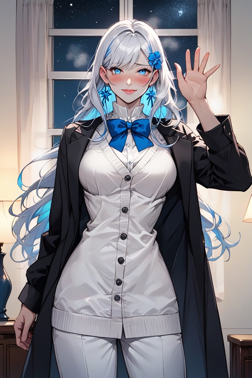 Starry Night, Silver Boots, Cute Hentai AI Porn
