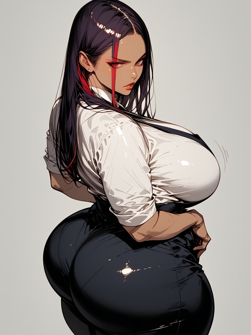 Shiny Skin, Extremely Large Ass, White Shirt Hentai AI Porn