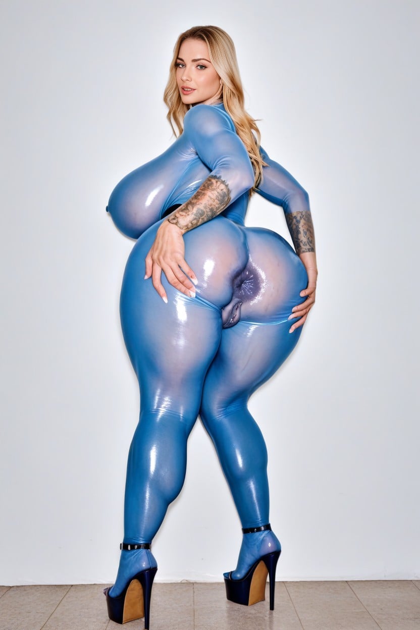 High Heels, Beautiful Blues Eyes, Blonde Hair AI Porn