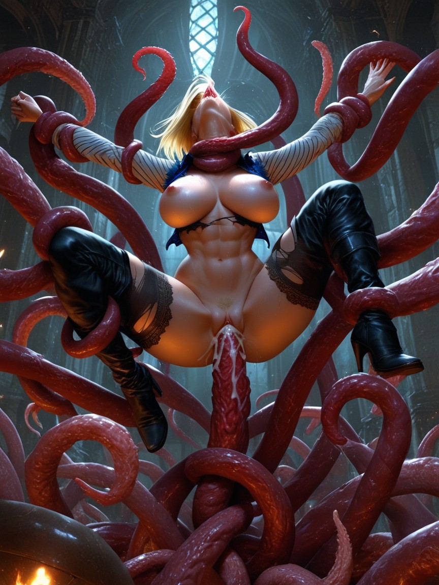 Blonde Hair, Monster Huge Cock, In The Air AI Porn