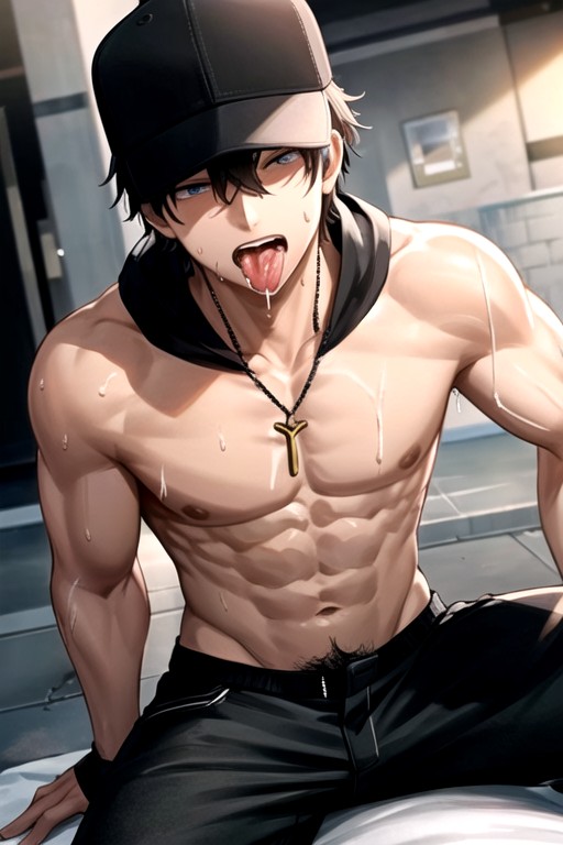Laying, Laying On Back, Lots Of Drool AI Gay Porn